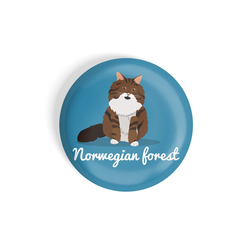 dhcrafts Round Fridge Magnet Blue Color Norwegian Forest Pet Cat Glossy Finish Design Pack of 1 (58 mm)